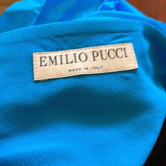 Emilio Pucci Gathered silk and cotton blend chiffon top azure size 8 - Picture 13 of 14